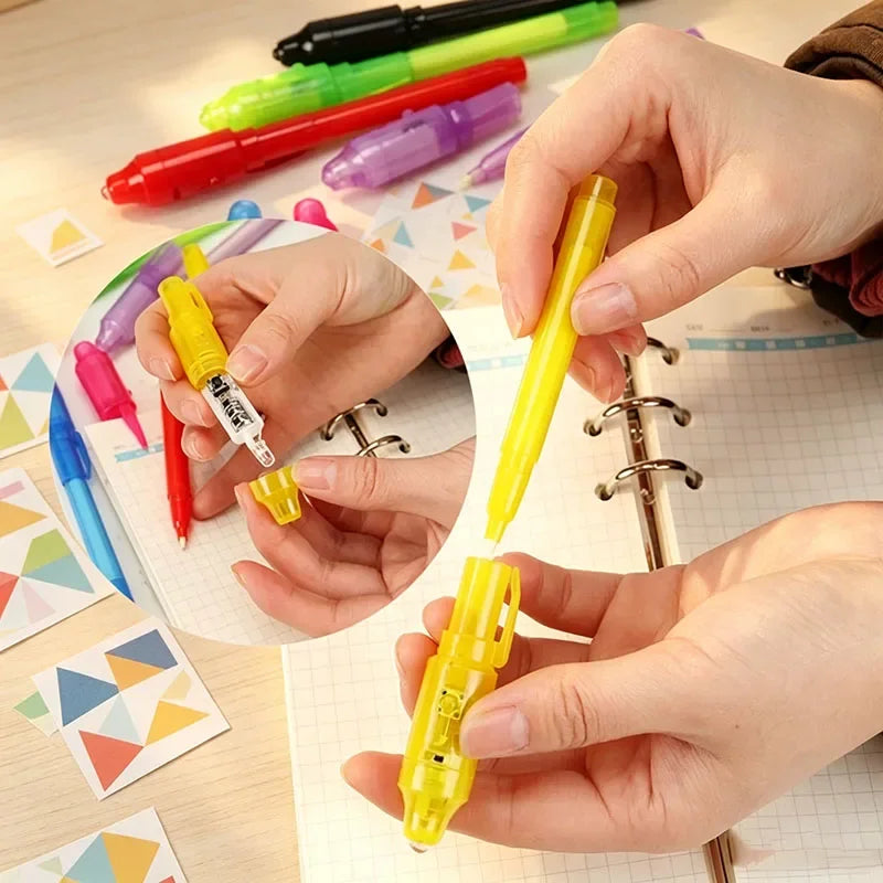 Geheimstifte mit unsichtbarer Tinte und UV-Licht (7 Farben)
