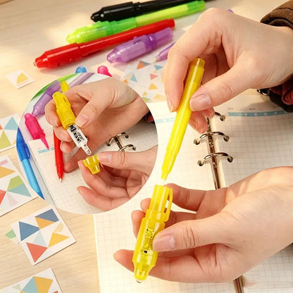 Geheimstifte mit unsichtbarer Tinte und UV-Licht (7 Farben)