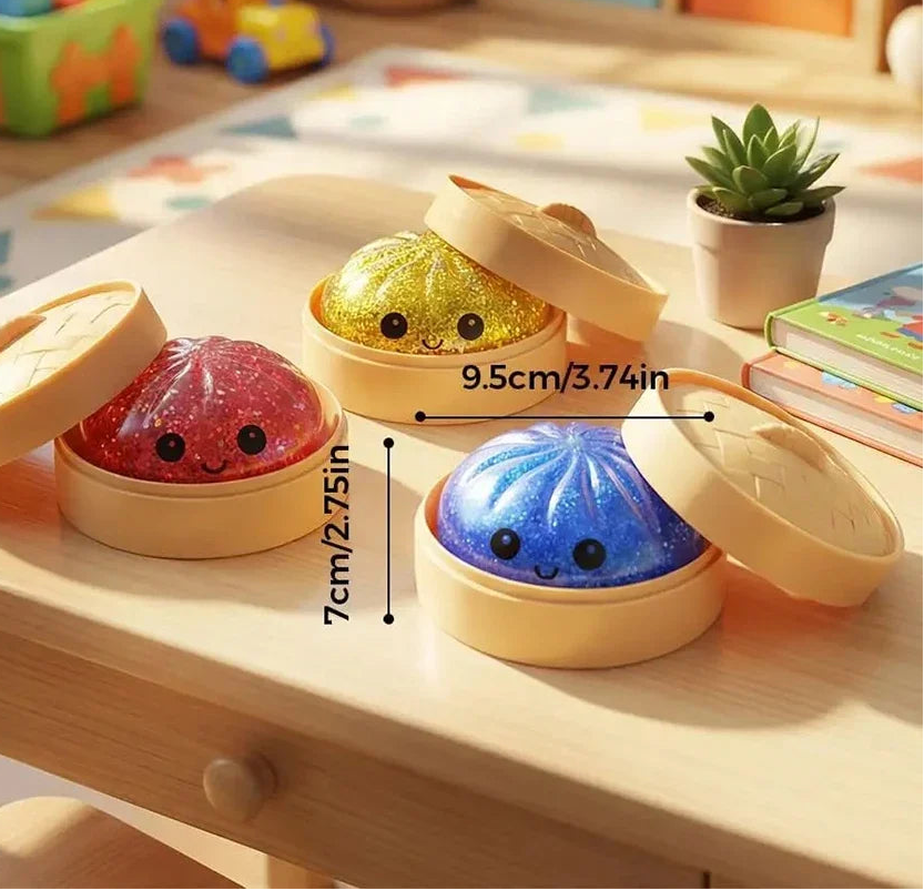 Riesen-Teigtasche zum Drücken – weiches Fidget mit Bambuskörbchen 🥟✨