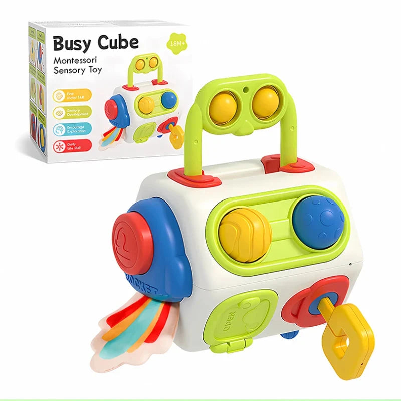 Montessori Busy Cube – 9-in-1 Educational Activity Toy