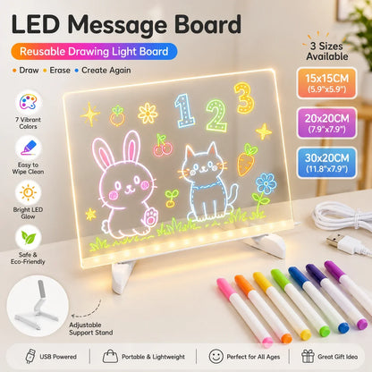 LED-Mal- & Nachrichtentafel aus Acryl für Kinder