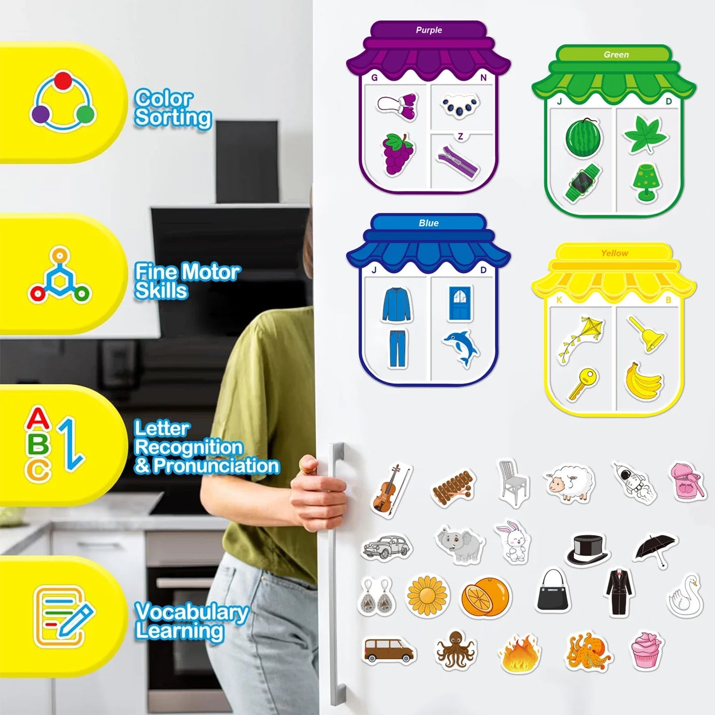 Magnetische Lern Sticker Set für Kinder Farben (Englisch lernen)