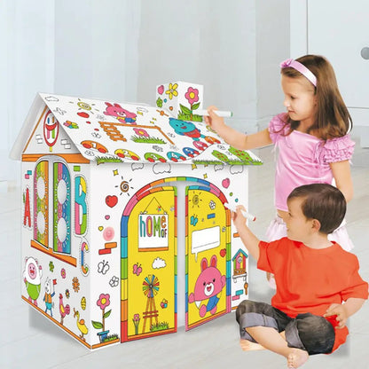 FarbHäuschen – Spielhaus aus Pappe zum Ausmalen 🏠🖍️