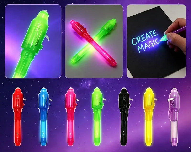 Geheimstifte mit unsichtbarer Tinte und UV-Licht (7 Farben)