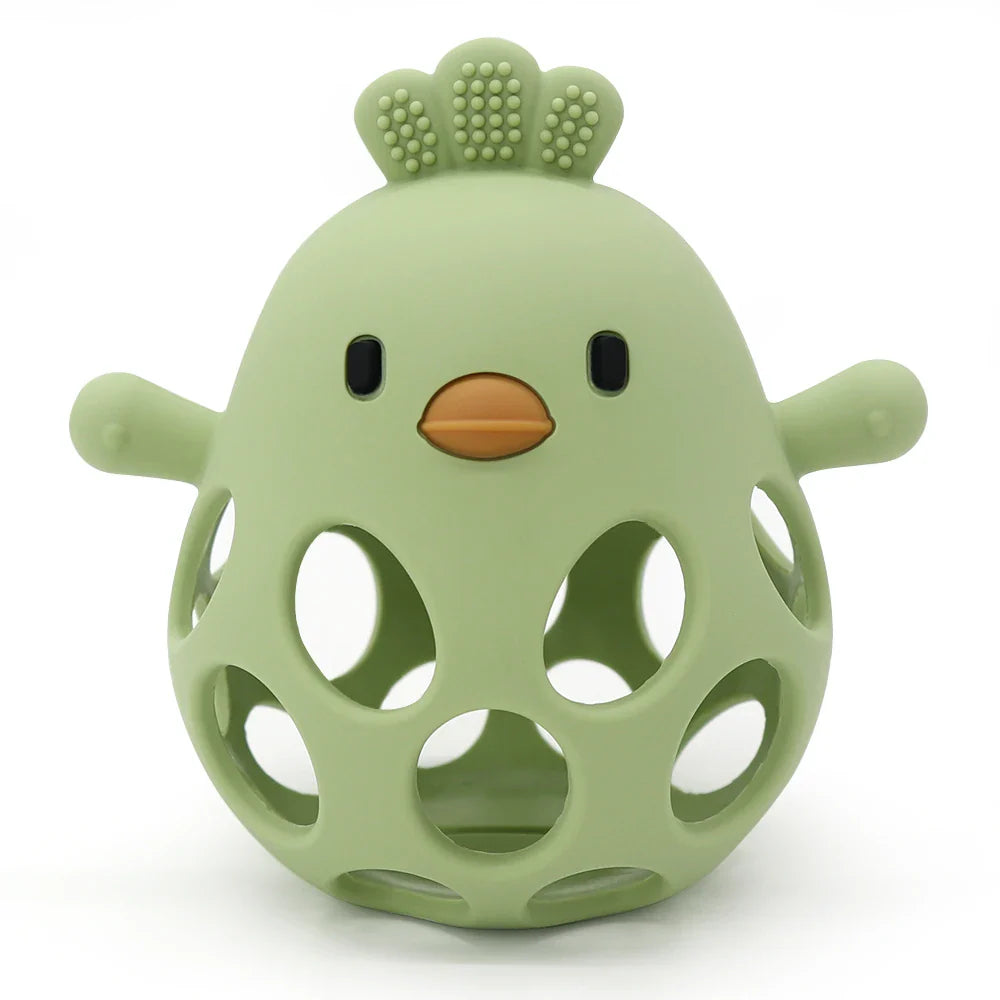 Baby Silicone Chick Teether – Soft Chewing & Training Toy for Infants