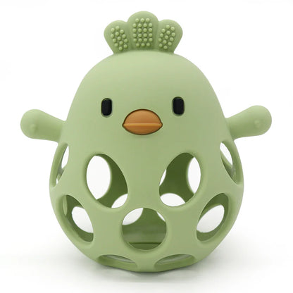 Baby Silicone Chick Teether – Soft Chewing & Training Toy for Infants