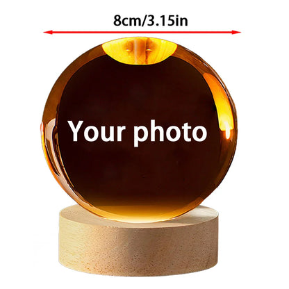 Personalisierte Kristallkugel LED-Nachtlampe mit Foto