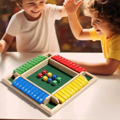 Zahlenklappspiel aus Holz – Rechen-Würfelspiel für Kinder und Erwachsene
