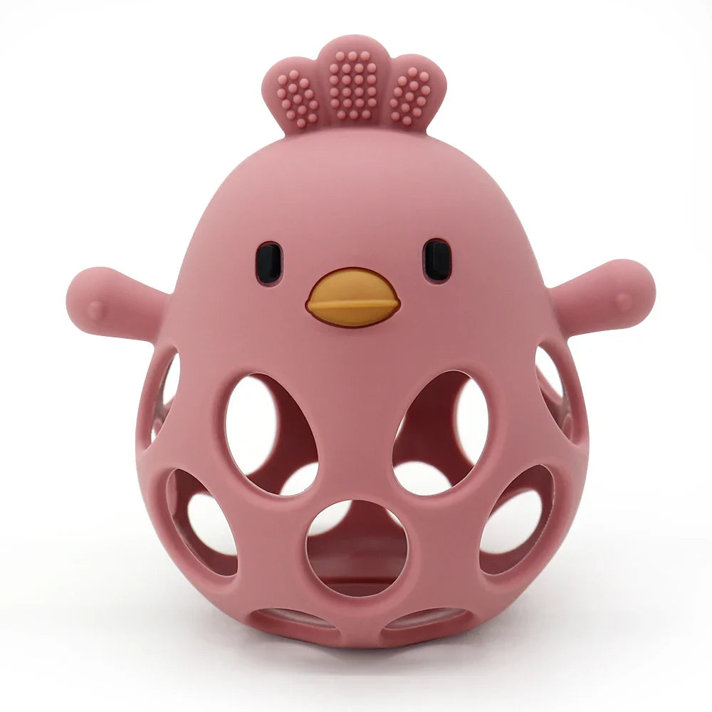 Baby Silicone Chick Teether – Soft Chewing & Training Toy for Infants
