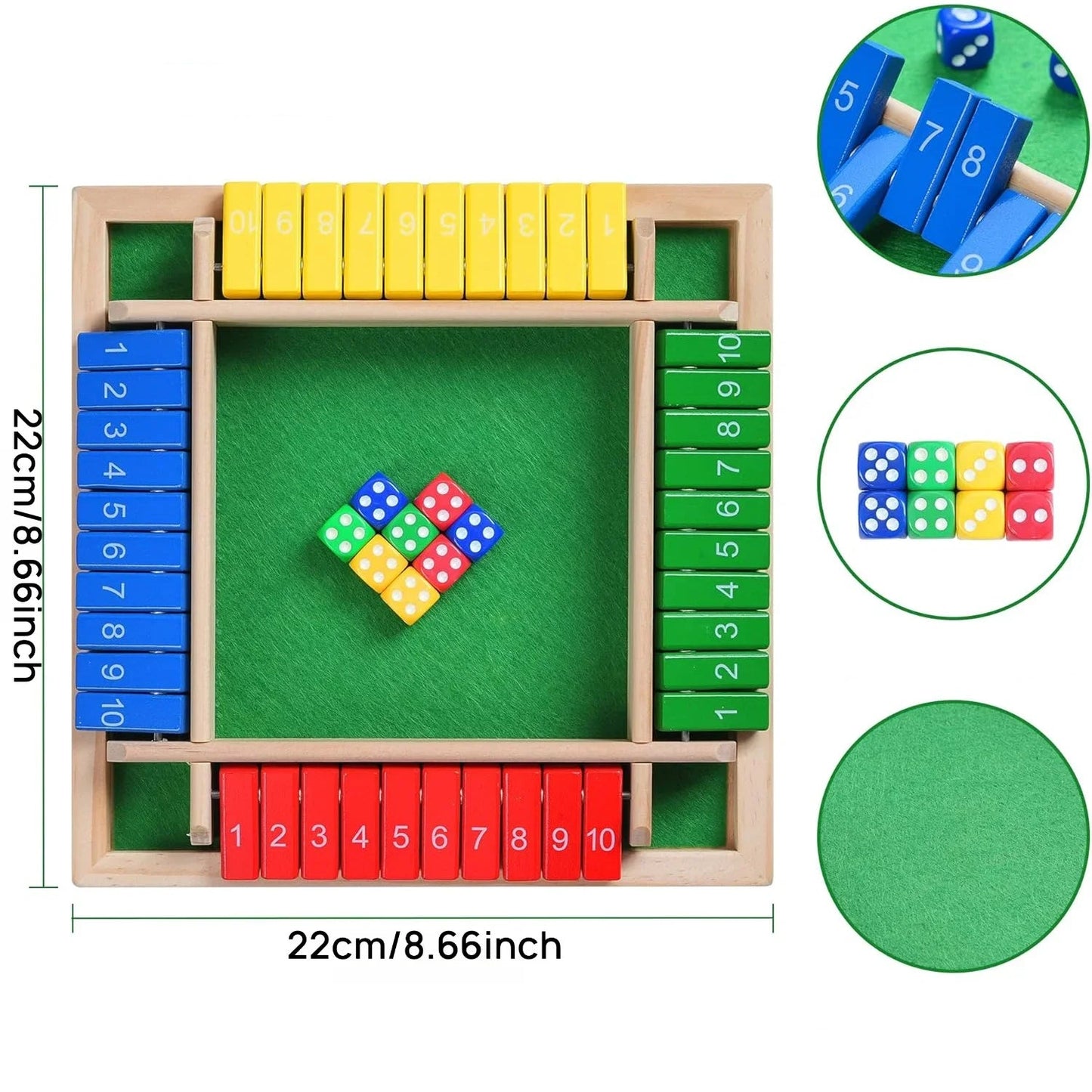 Zahlenklappspiel aus Holz – Rechen-Würfelspiel für Kinder und Erwachsene