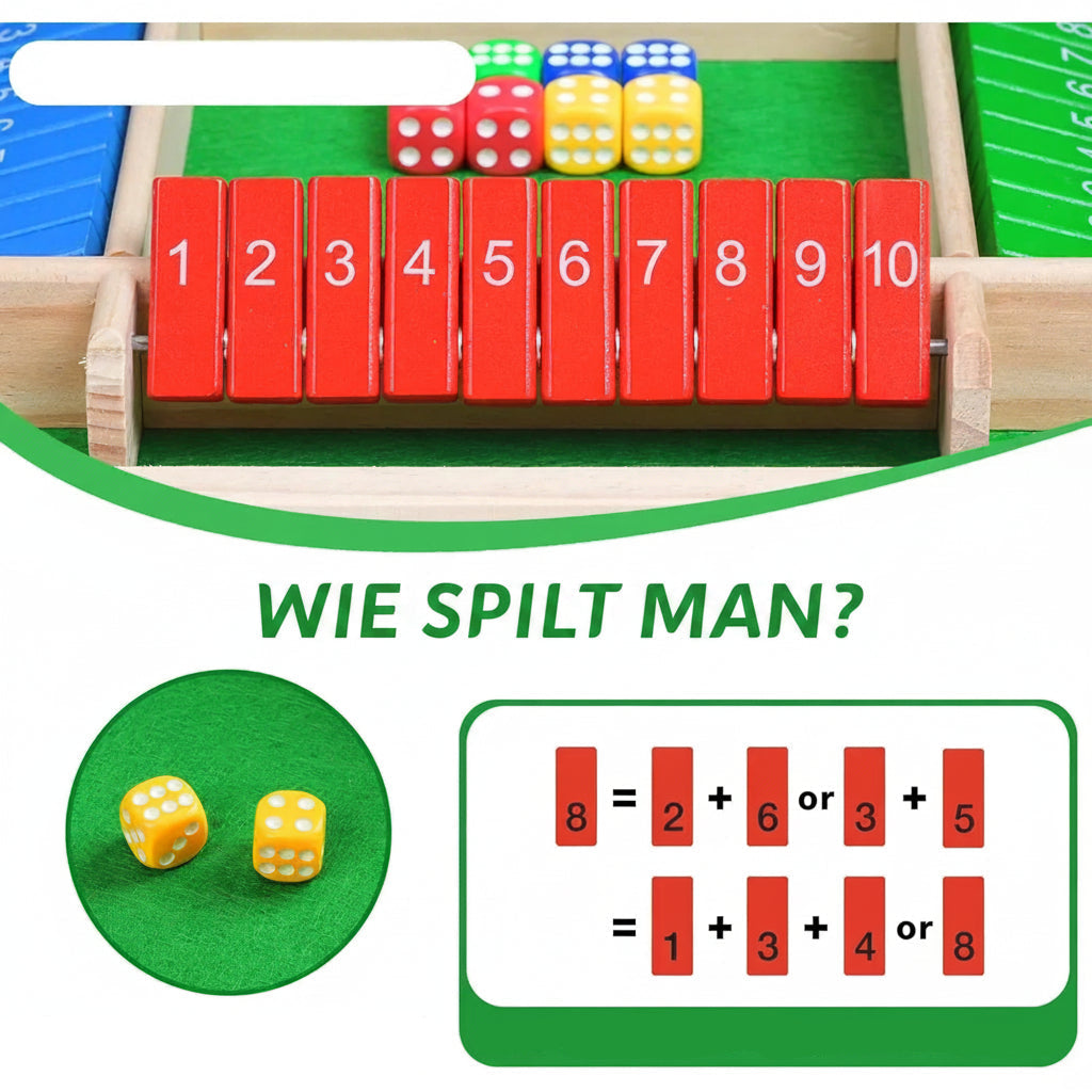 Zahlenklappspiel aus Holz – Rechen-Würfelspiel für Kinder und Erwachsene