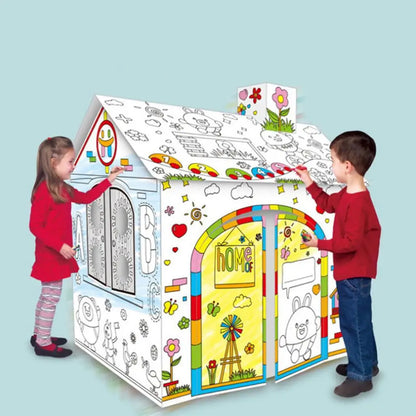 FarbHäuschen – Spielhaus aus Pappe zum Ausmalen 🏠🖍️
