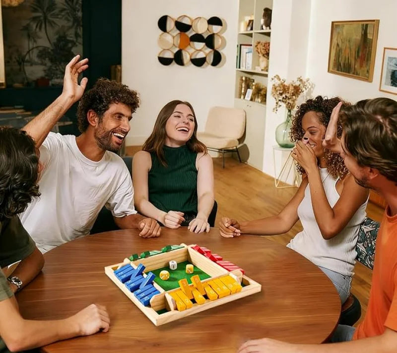Zahlenklappspiel aus Holz – Rechen-Würfelspiel für Kinder und Erwachsene