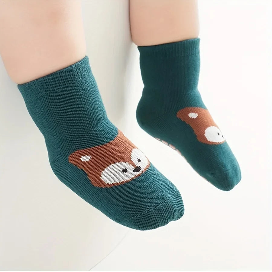 6 Paar rutschfeste Babysocken – süße Tiermotive 🐻🐰🦊