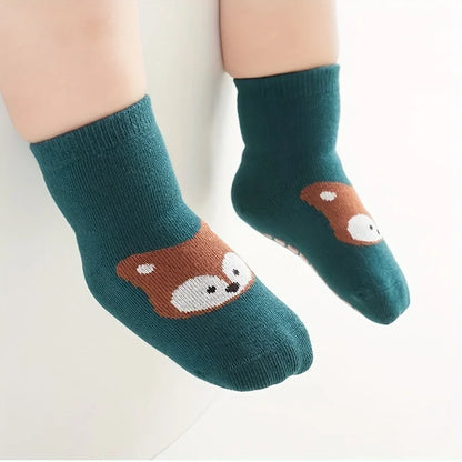 6 Paar rutschfeste Babysocken – süße Tiermotive 🐻🐰🦊