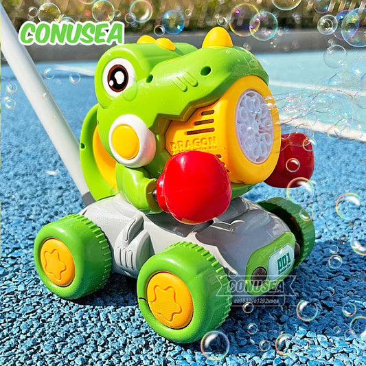 2-in-1 Dinosaur Bubble Gun - Push or Handheld Electric Bubble Fun!
