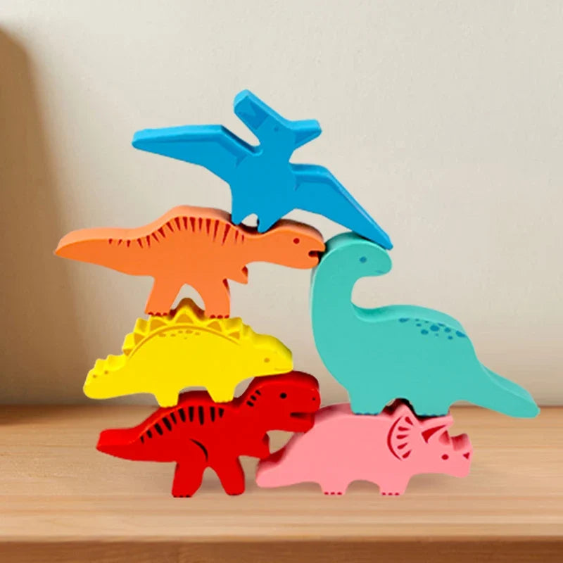 Hölzernes Dino-Stapel- und Balancierspiel für Kinder