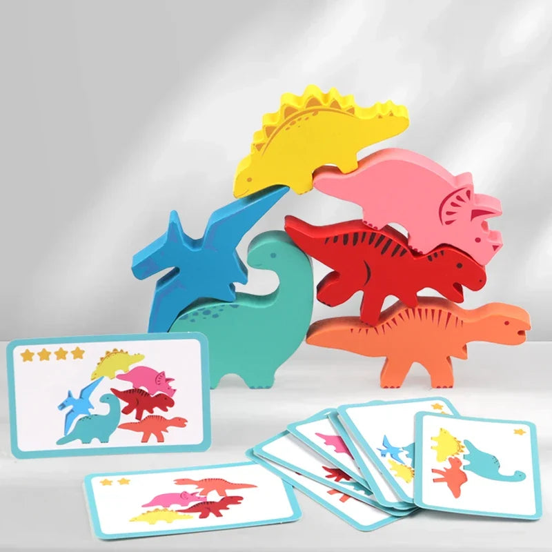 Hölzernes Dino-Stapel- und Balancierspiel für Kinder