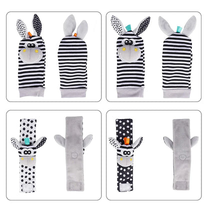 Baby Rattle Socks & Wrist Rattles – Cute Animal Foot Finder Set
