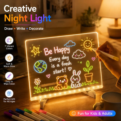 LED-Mal- & Nachrichtentafel aus Acryl für Kinder
