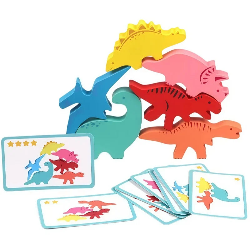 Hölzernes Dino-Stapel- und Balancierspiel für Kinder