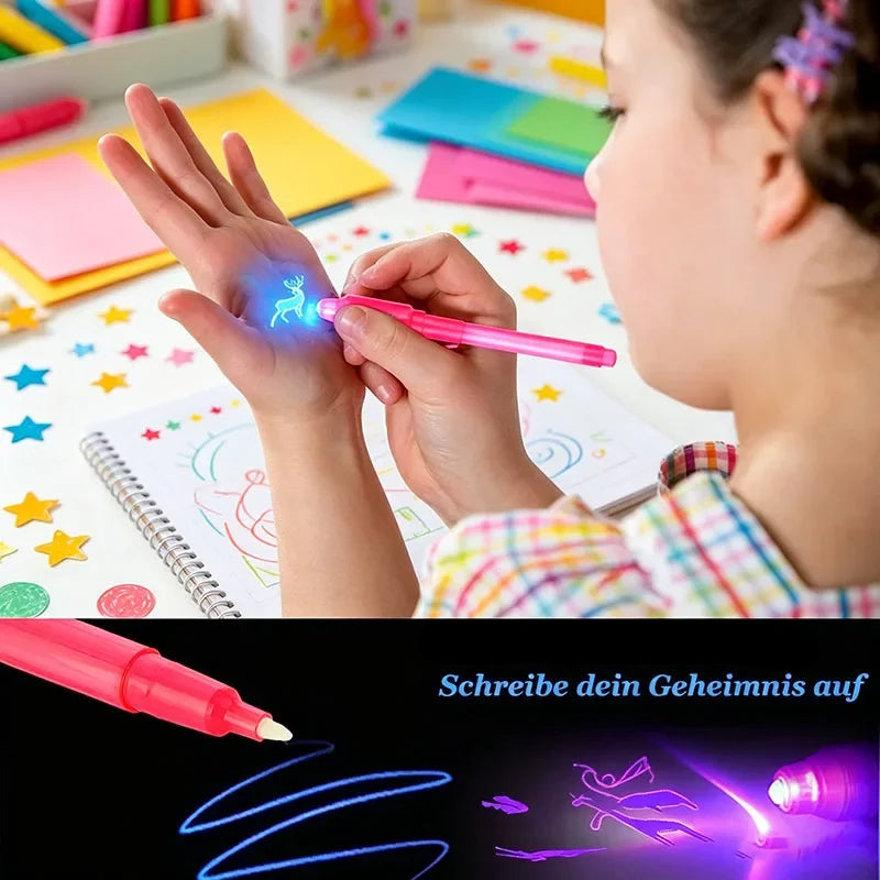 Geheimstifte mit unsichtbarer Tinte und UV-Licht (7 Farben)