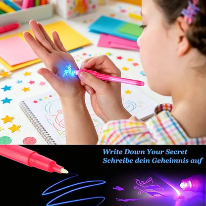 Geheimstifte mit unsichtbarer Tinte und UV-Licht (7 Farben)