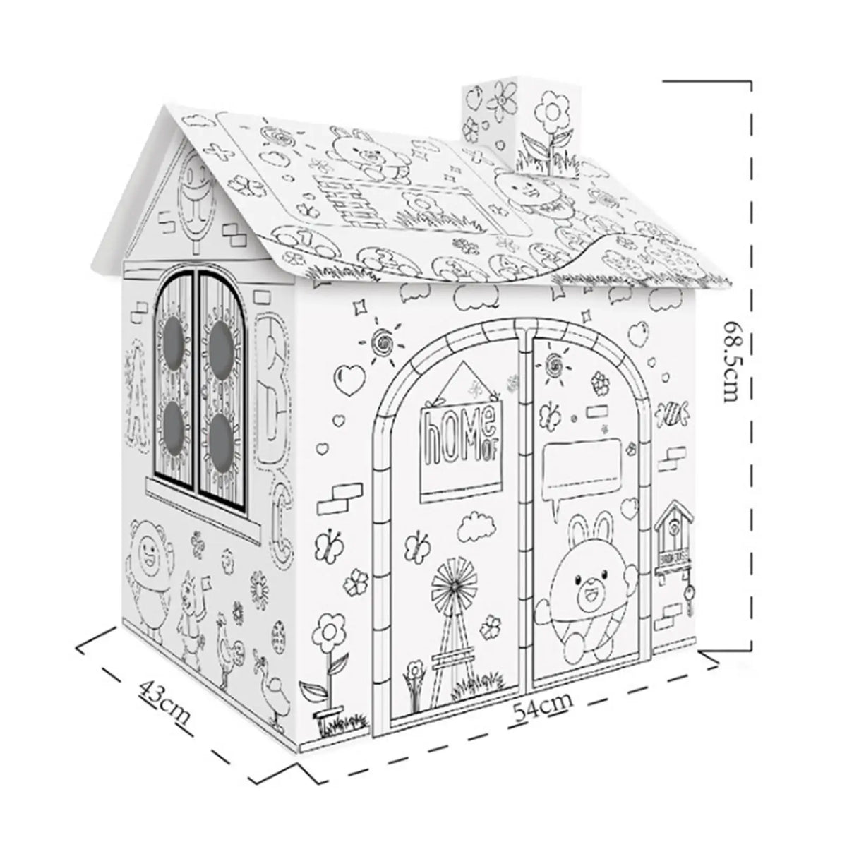 FarbHäuschen – Spielhaus aus Pappe zum Ausmalen 🏠🖍️