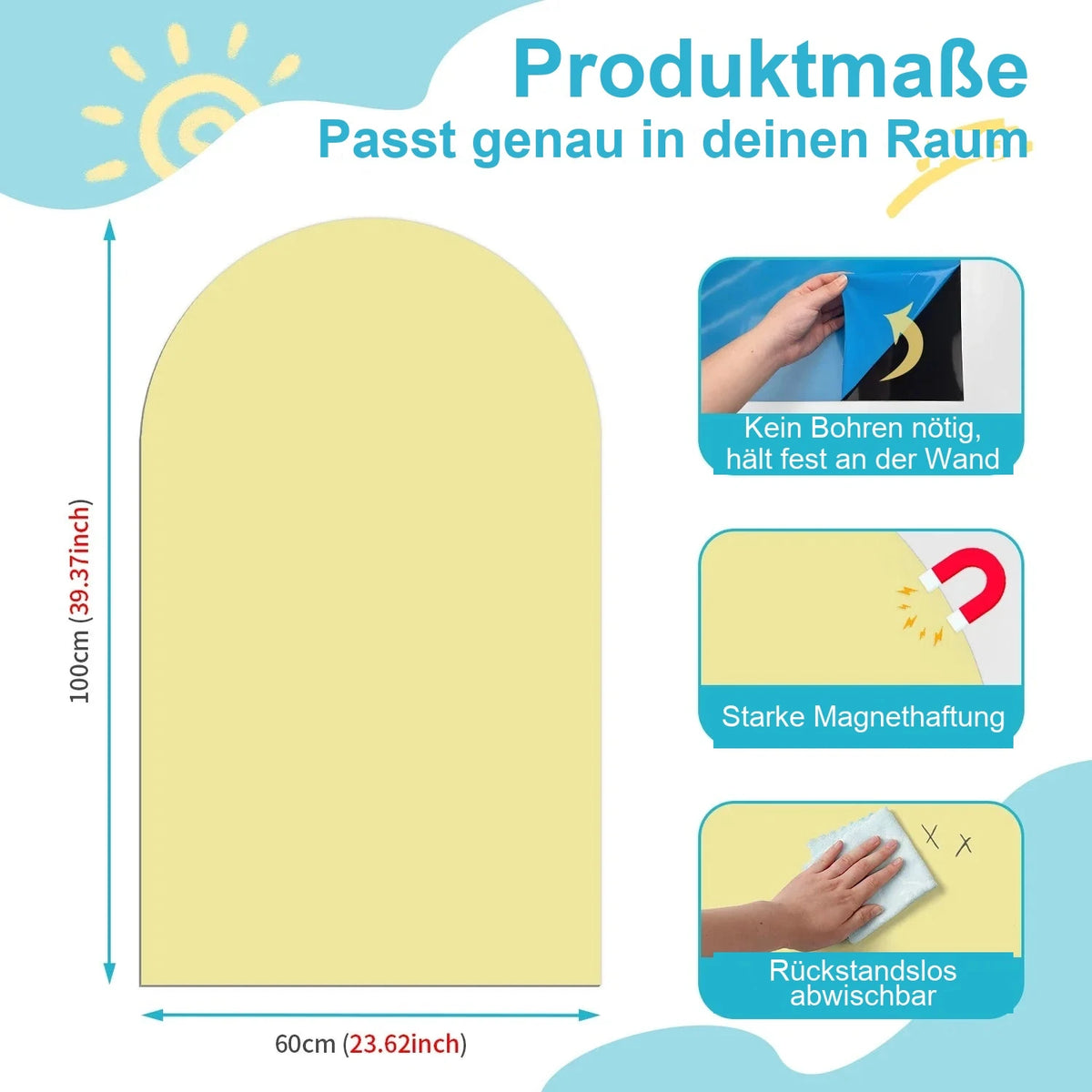 Selbstklebendes magnetisches Bogen-Whiteboard für Kinder