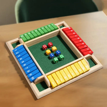 Zahlenklappspiel aus Holz – Rechen-Würfelspiel für Kinder und Erwachsene