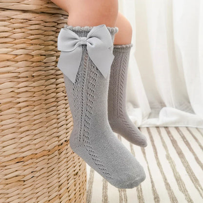 Baby Girls Socks – Spanish Style Bow Cotton Mesh Breathable Socks for Newborns