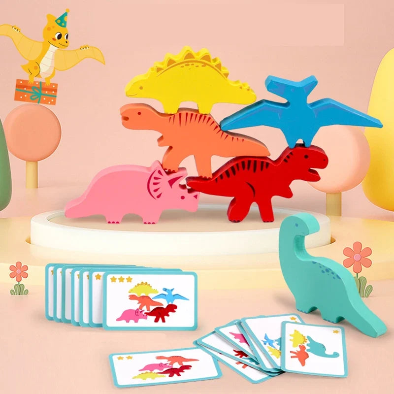 Hölzernes Dino-Stapel- und Balancierspiel für Kinder