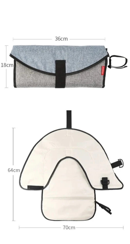 2-in-1 tragbare Wickelunterlage mit Aufbewahrungstasche