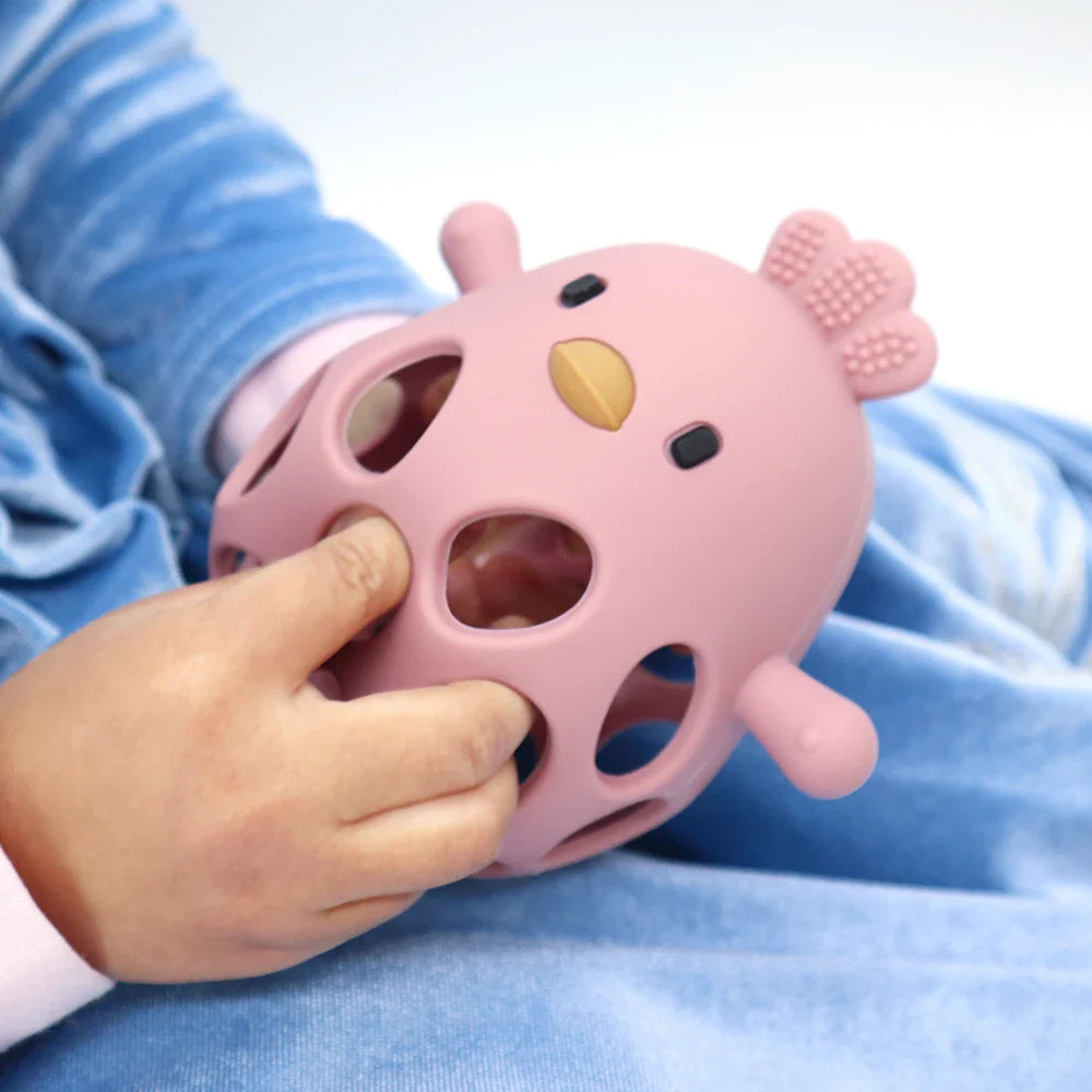 Baby Silicone Chick Teether – Soft Chewing & Training Toy for Infants