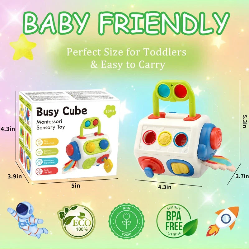 Montessori Busy Cube – 9-in-1 Educational Activity Toy