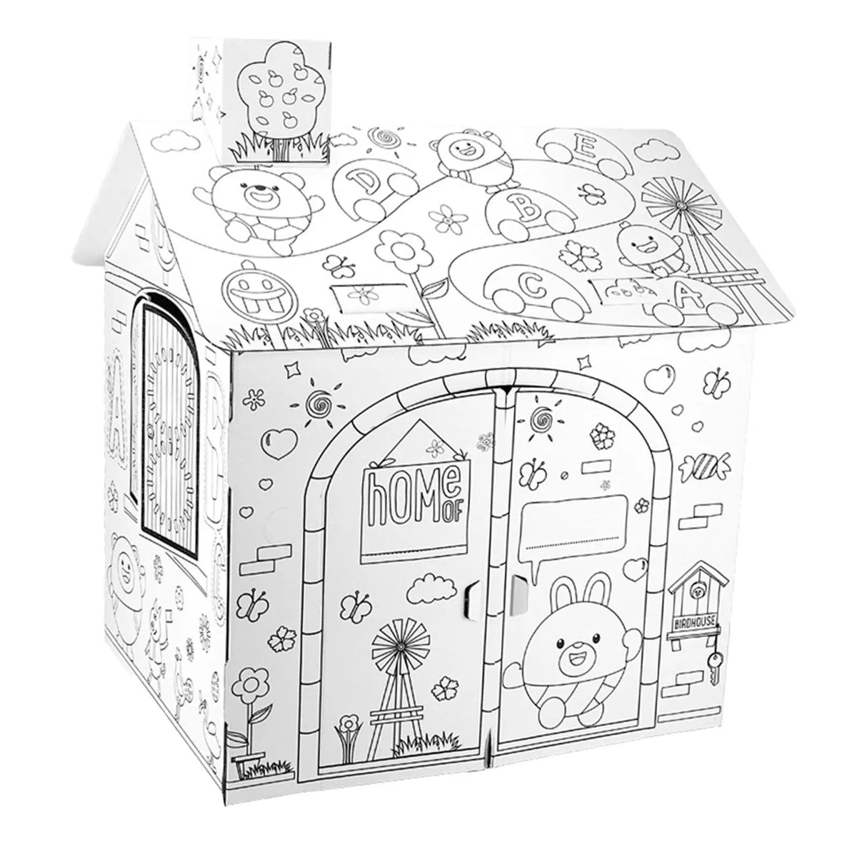 FarbHäuschen – Spielhaus aus Pappe zum Ausmalen 🏠🖍️