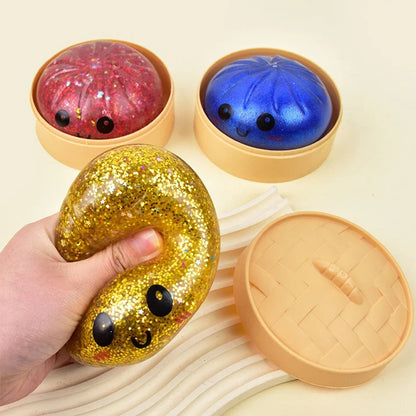 Riesen-Teigtasche zum Drücken – weiches Fidget mit Bambuskörbchen 🥟✨