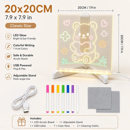 LED-Mal- & Nachrichtentafel aus Acryl für Kinder